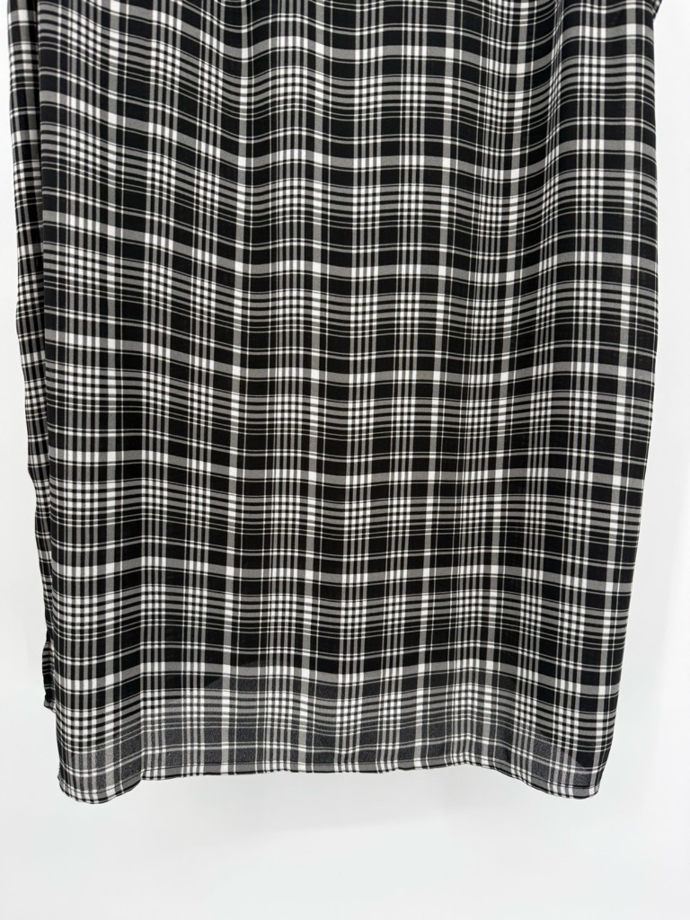 LOFT Plaid Sleeveless Blouse Mock Neck Zip Back Career Chic Preppy Chiffon Large - Picture 8 of 12